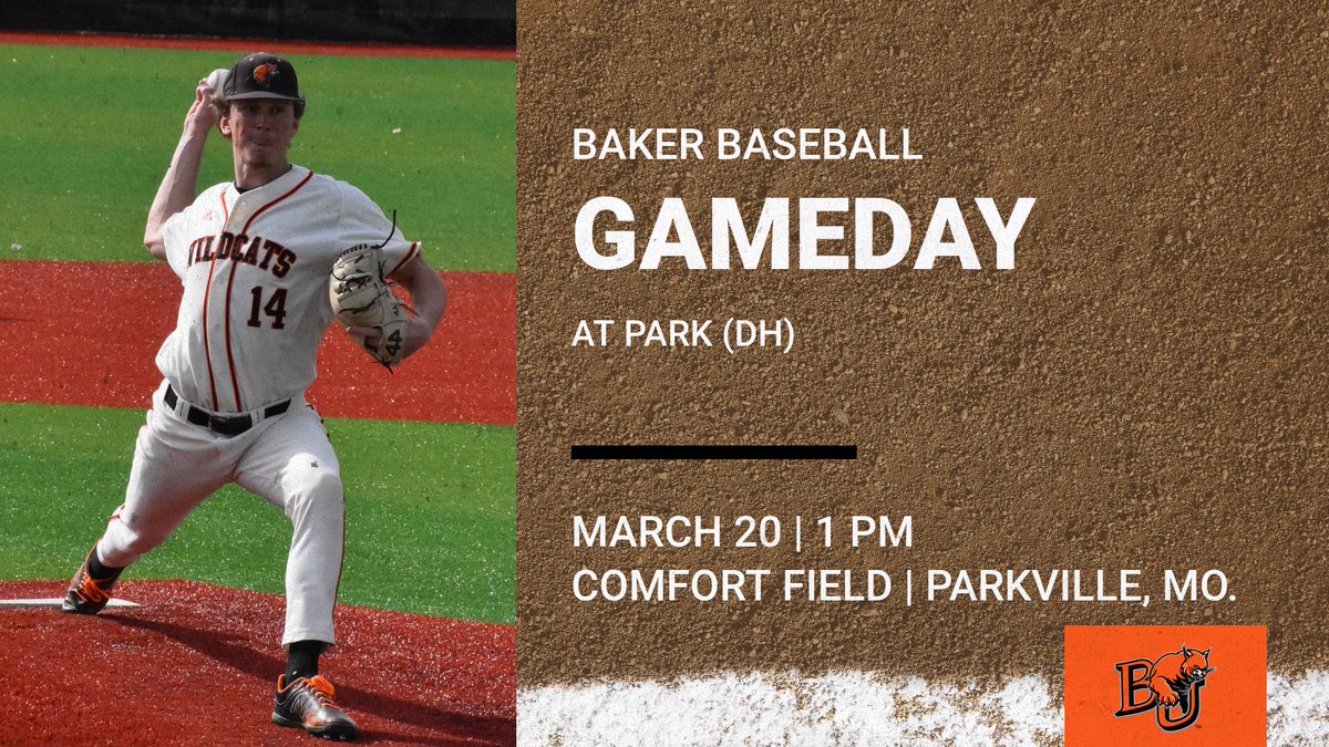 BakerAthletics's tweet photo. BSB: Baker baseball travels to Parkville, Mo. for a post-Spring Break series with Park, beginning with a doubleheader today at 1 p.m.!

Watch: https://t.co/GjyuKcZdNd
Listen: https://t.co/AbimXQ2Y9x
Live Stats (1): https://t.co/j73GeKhP9W
Live Stats (2): https://t.co/xMXM7cehR0 https://t.co/p5i3g1lFwC
