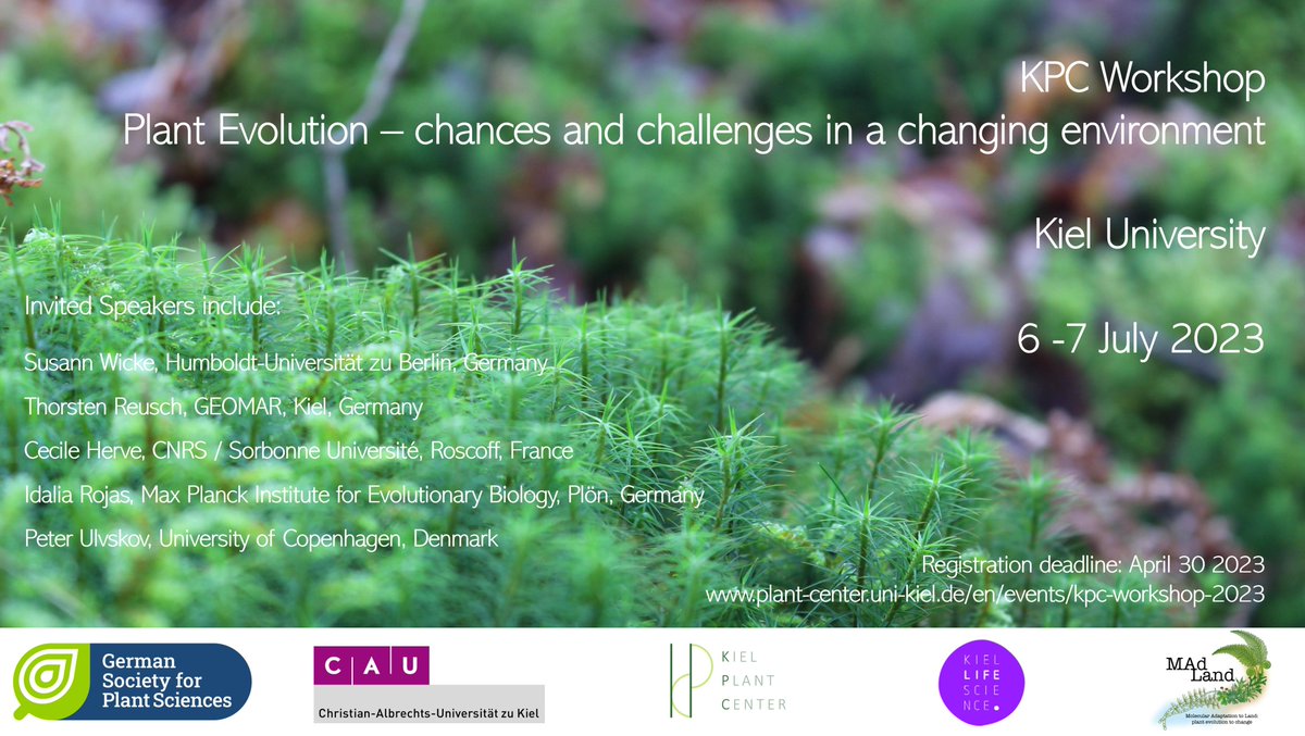 Are you a PhD or Postdoc interested in #plantevolution? Join us for the KPC Workshop on "Plant Evolution - chances and challenges in a changing environment" on 6-7 July <a href="/kieluni/">Universität Kiel CAU 🎓</a>! Deadline April 30. More info: plant-center.uni-kiel.de/en/events/kpc-…