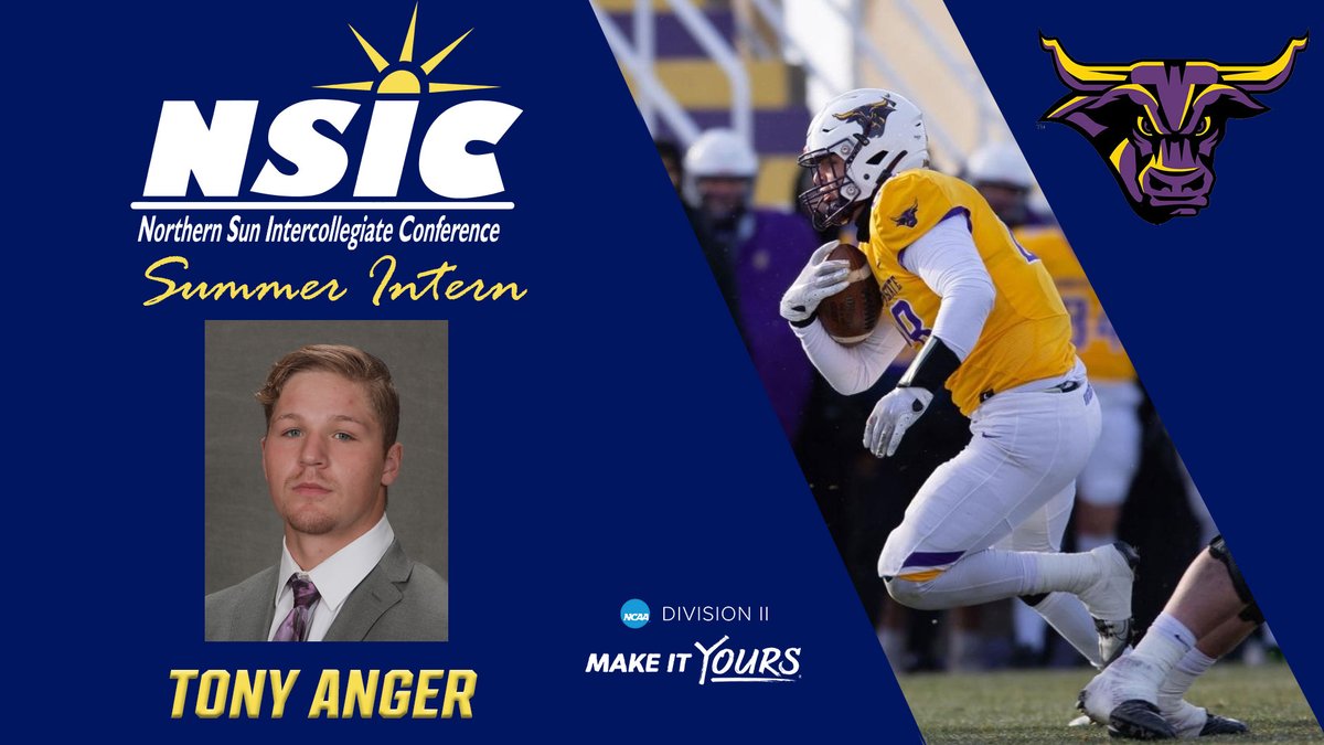 NSIC (@northernsunconf) on Twitter photo The NSIC is excited to announce Tony Anger as its 2023 Summer Intern.
Tony is a sophomore tight end on the <a href="/MinnStFootball/">Minnesota State Football</a> team, majoring in sports management with a minor in marketing.
We look forward to working with you, Tony! The NSIC is excited to announce Tony Anger as its 2023 Summer Intern.
Tony is a sophomore tight end on the <a href="/MinnStFootball/">Minnesota State Football</a> team, majoring in sports management with a minor in marketing.
We look forward to working with you, Tony!