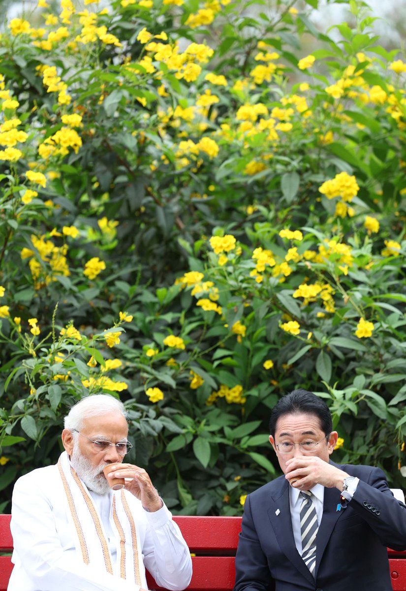 Indian PM Modi, Japan PM Kishida at Delhi's Buddha jayanti park