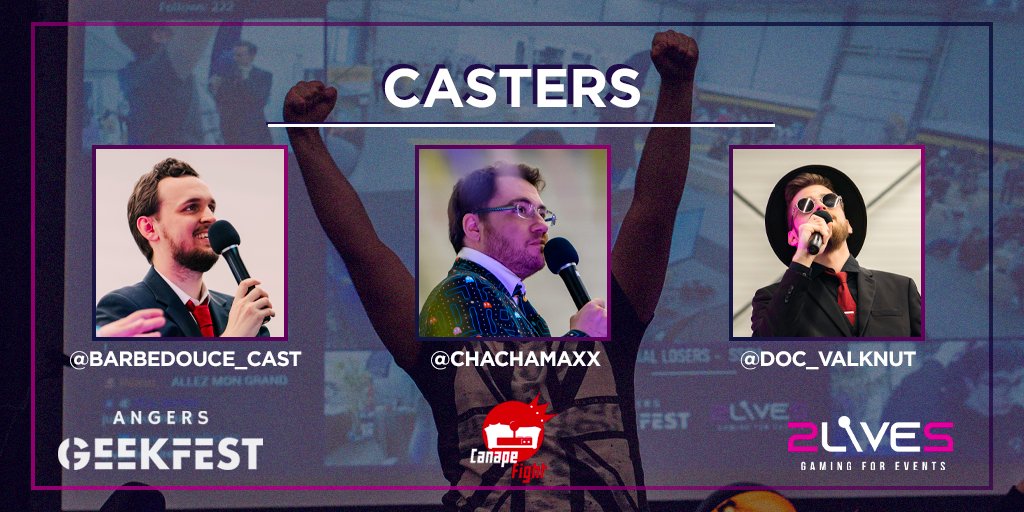 🚨 Angers GeekFest 2023🚨

On prends la crème de la crème et on recommence !
🎙️<a href="/BarbeDouce_cast/">BarbeDouce</a> 
🎙️<a href="/Chachamaxx/">Chachamaxx</a> 
🎙️<a href="/doc_valknut/">Døc'Valknut</a> 

Magnifiques photos prises l'année dernière à l'AGF pour voir vos casters à l'œuvre (👀<a href="/DthLila/">Lila</a> <a href="/lemaitrephoto/">Christophe Lemaître</a> 📸)
INSCRIPTION⬇️
start.gg/tournament/ang…