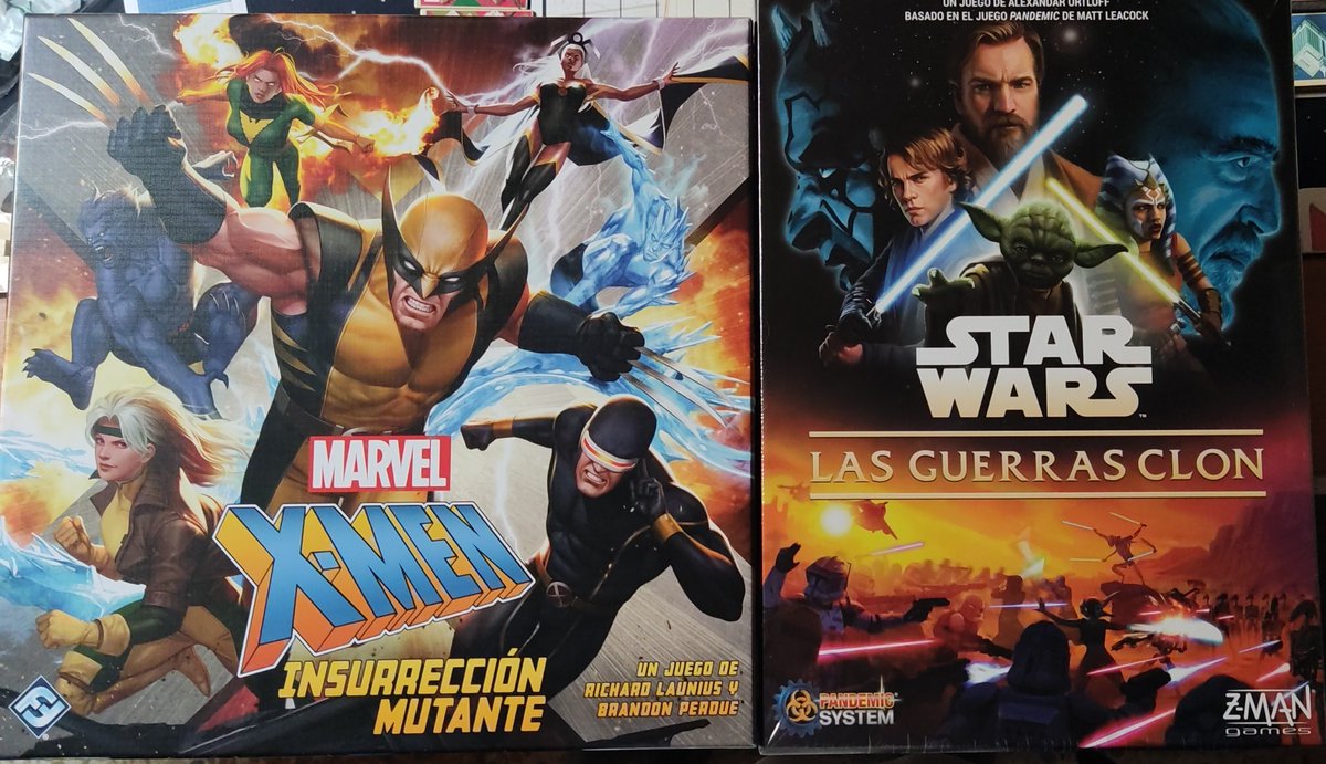 Ayer tocó partidas a 2 jugadores. A Xmen insurrección mutante, de @FFGames_ES ( una pena que no se hable de él, el precio le lastro) y a las guerra clon de @ZManGames_ES ( cada vez me gusta más). Partidas amenas , ligeras y divertidas