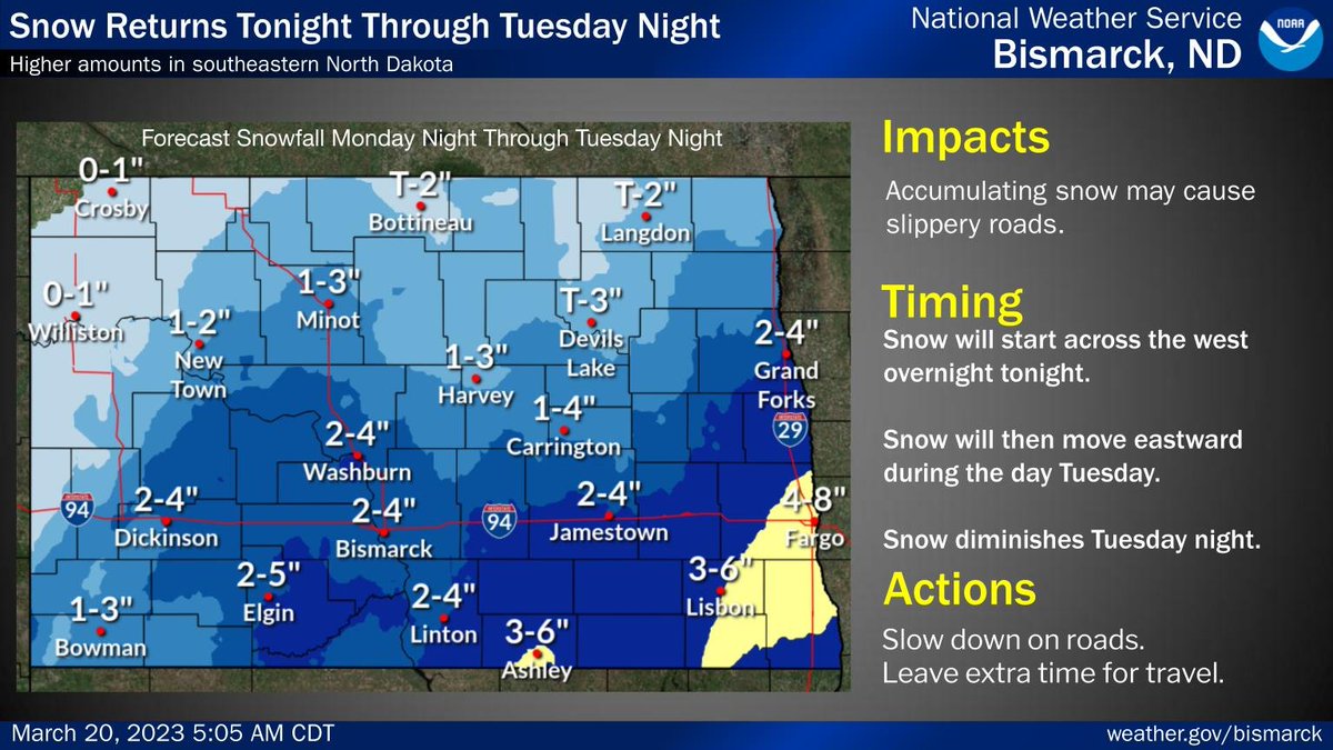 NWS Bismarck on Twitter "Widespread accumulating snow still looks to