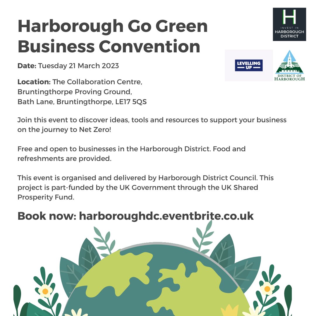 The Harborough Go Green Business Convention is back for a second year 
The full agenda for the day will be announced soon! Book now for your space

eventbrite.co.uk/e/harborough-g… 

#inspiringsuccessfulbusiness 
#localbusiness  
#community 
#business 
#businesssupport 
#businessgrowth