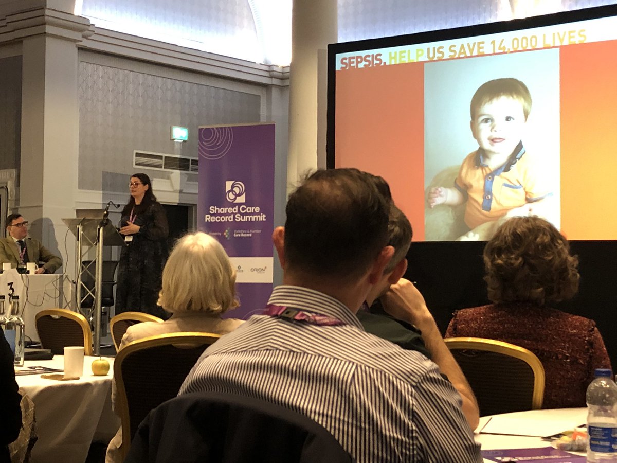 At the #SharedCareRecord Summit today. The opening address is William’s story, one of the most powerful talks I’ve seen at any event. Clinicians had no access to his records before he died of sepsis, and that’s why Shared Care Records matter.