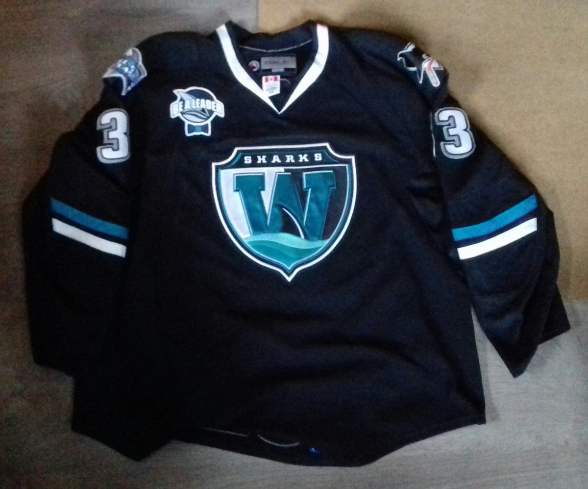 NostalgiaEagle's tweet photo. A landmark for me: #GameWorn 08-09 Worcester Sharks home set 1, worn by @AndrewDesjardin, who played the most consecutive games (188) for them. Desjardins won the Cup with the Blackhawks in '15 and played 5 seasons for the Adler Mannheim, including the championship season 18-19. https://t.co/UYw7PInZZH