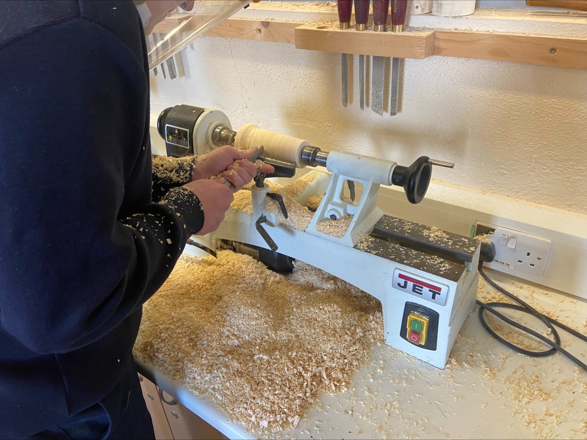 NenaghCollege's tweet photo. Nenagh College students received a demonstration on wood turning today as part of technology week. There are 15 wood turning lathes in use. Great interest was shown by all students who attended. Students had the opportunity to wood turn a candle holder.#technologyweek #etb https://t.co/QEPTtxPqBe