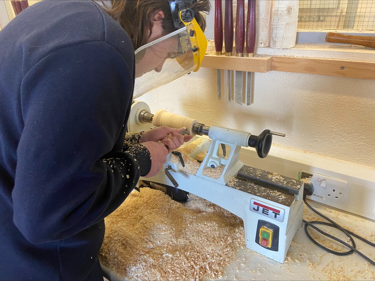 NenaghCollege's tweet photo. Nenagh College students received a demonstration on wood turning today as part of technology week. There are 15 wood turning lathes in use. Great interest was shown by all students who attended. Students had the opportunity to wood turn a candle holder.#technologyweek #etb https://t.co/QEPTtxPqBe