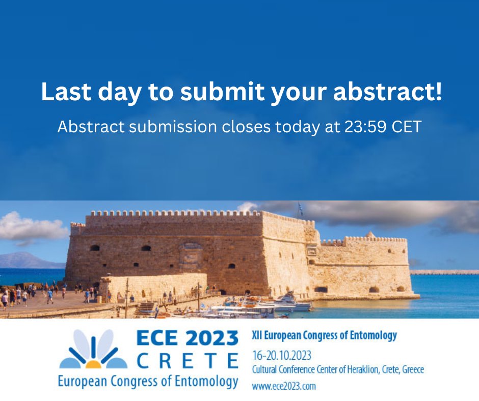 ece2023's tweet photo. 🗣#LastCallForAbstracts
Less than 24 hours are left to submit your abstract to the XII European Congress of Entomology!
Abstract submission closes today at 23:59 CET.
Submit now:👉 https://t.co/jUnT5PUnEz
https://t.co/alJ2vo1vKX
#ECE2023 #entomology #abstracts https://t.co/LDzjGZGSIh
