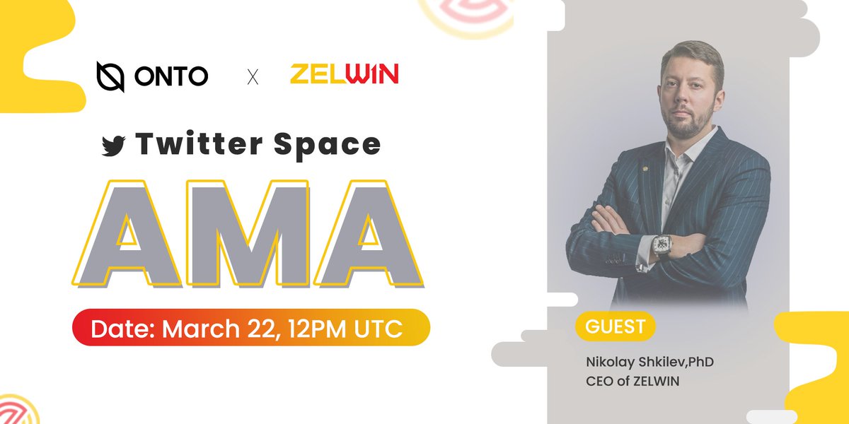 ONTOWallet's tweet image. 📢 Join #ONTO and @ZELWINofficial for a #TwitterSpace #AMA

🗣️ Guest: @NikolayShkilev, CEO of #ZELWIN
📅 12PM UTC, March 22

🎁 Ask your questions in the comments below for a chance to win a REWARD 🙌 

⏰ Follow us &amp;amp; set a reminder