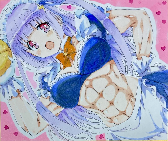 今日のアナログイラスト123日目は五十嵐柔里ちゃんです!11話最高でした!もっと柔里ちゃんの性格と柔里ちゃんの筋肉が愛おしくなりました……!#ドッジ弾子 