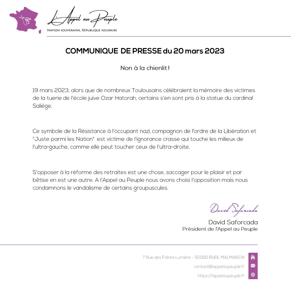 Appel_au_peuple's tweet photo. L'opposition oui, le saccage non !
En touchant au cardinal Saliège certains ont dépassé les limites de la bêtise crasse ... #Toulouse #Saliege #ReformeRetraites https://t.co/d1KmrZSsT7