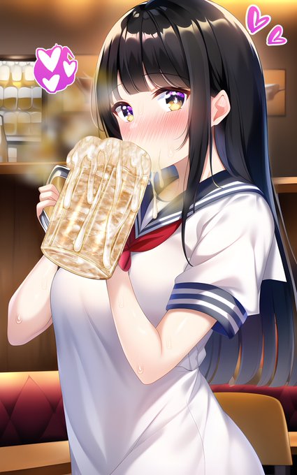 特濃ザーメンジョッキを飲む清楚ちゃん
#AIイラスト #AI加筆 