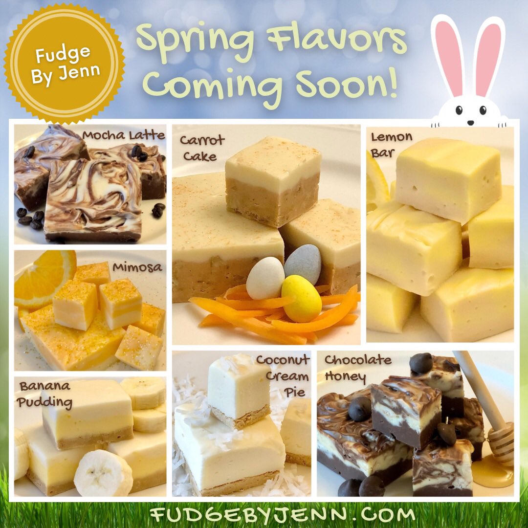 fudge_by_jenn's tweet photo. Let’s think #SPRING - I’ve got an incredible line up of upcoming #fudge flavors!
Mark the 🗓️- I’ve got 2 fudgetastic #vendor shows this season:
4/29 - @OKfoodhall Spring Show
5/13 - CraftySupermarket at Music Hall
#fudgebyjenn #cincinnati #cincy #oldfashionedfudge #513eats https://t.co/tmv6qa62PL