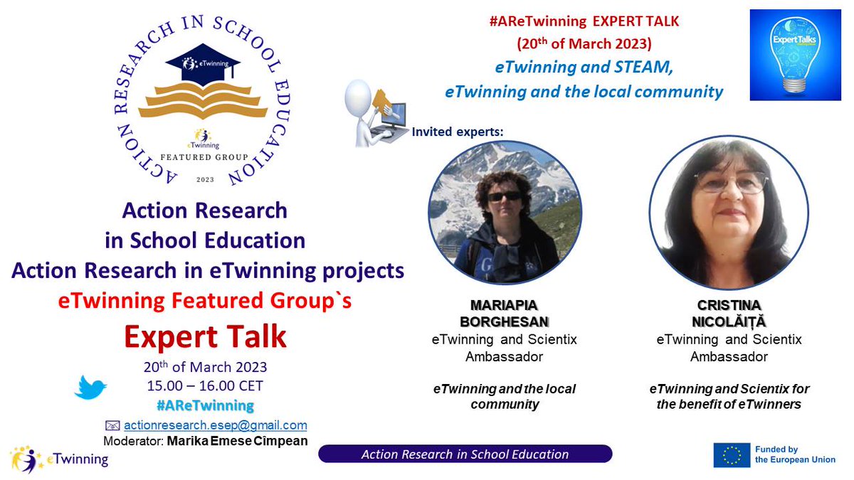 #AReTwinning Expert Talk. Join the group and participate to our activities:
⬇️ school-education.ec.europa.eu/ro/group/actio…
🇪🇺
#ActionResearchInSchoolEducation #ActionResearchIneTwinningProjects