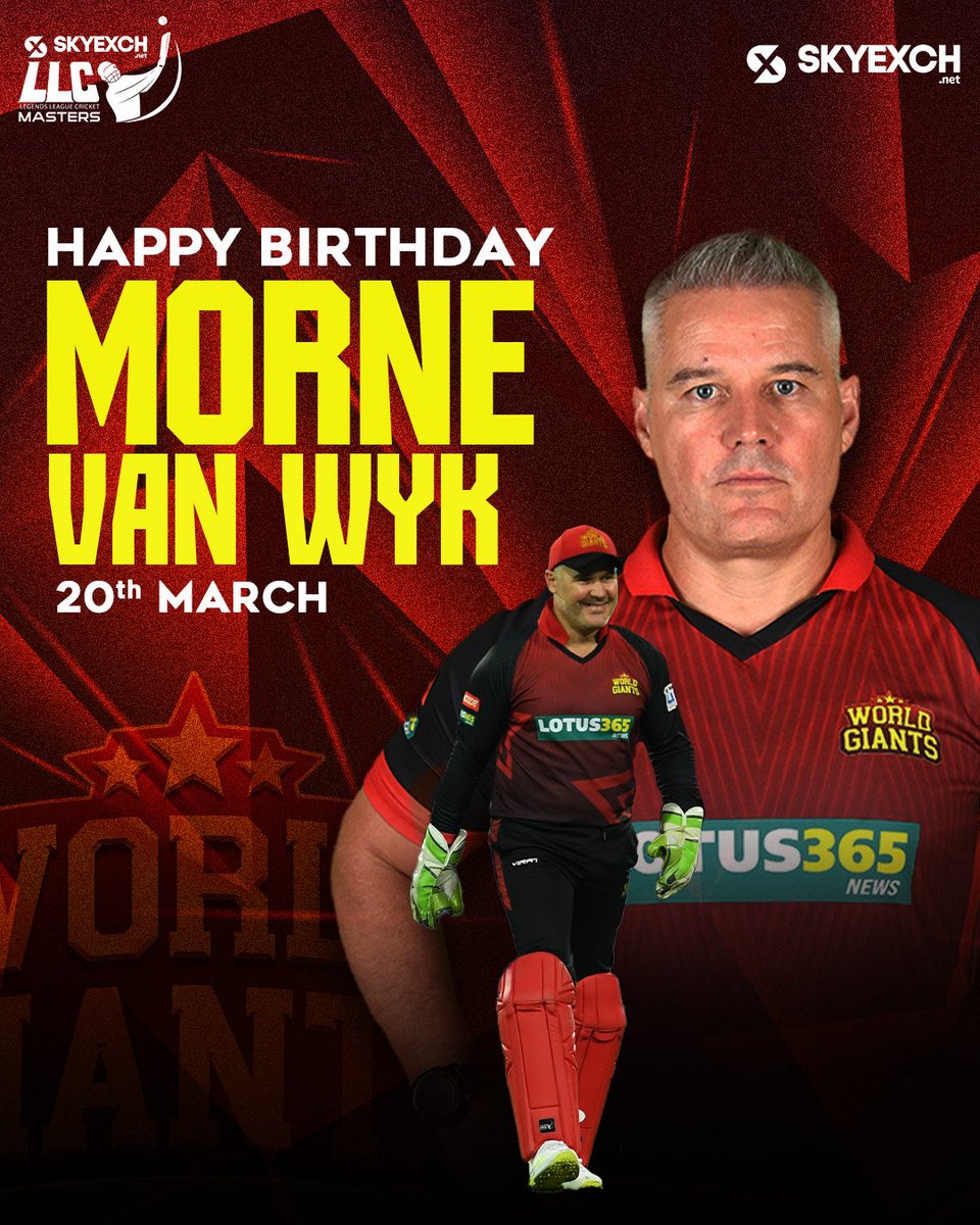 The legend with the magic touch behind the wicket! 

Happy Birthday to the Giant, #MorneNicoVanWyk 🎂🎉 | #Nico

#LegendsLeagueCricket #SkyexchnetLLCMasters #LLCT20 #YahanSabBossHain #HappyBirthdayLegend