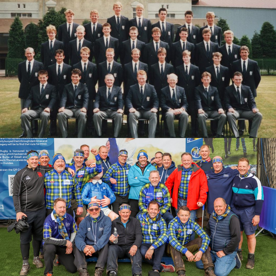The 1988 Scottish Schools Touring Squad, then and now! 

During the weekend, old teammates reunited as they walked &amp; cycled from the Borders to Murrayfield in support of the Foundation! 

It was great to see the group get such a warm reception from the crowd at Murrayfield too 👏