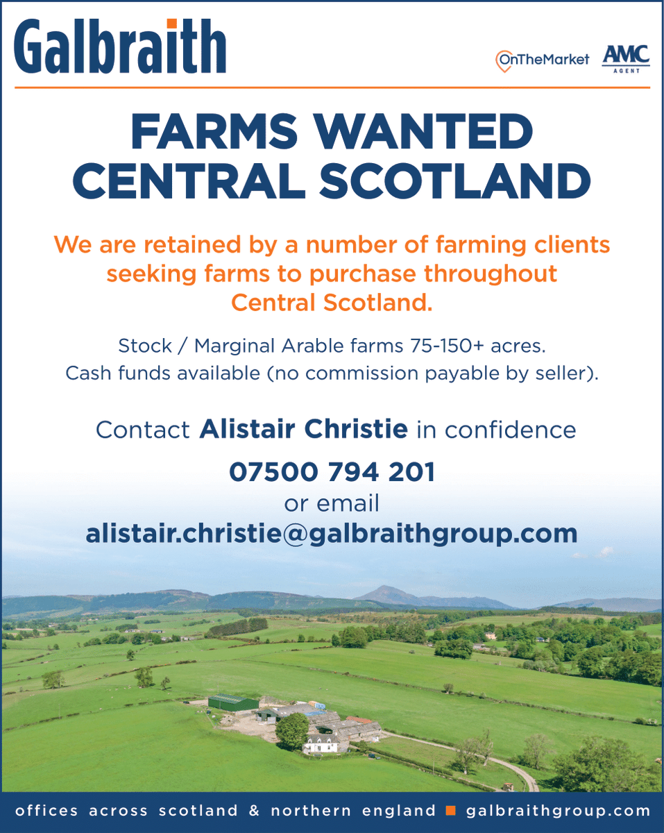 Galbraith_Group's tweet photo. If you're looking to ๐๐ฒ๐น๐น ๐๐ผ๐๐ฟ ๐ณ๐ฎ๐ฟ๐บ then choose Galbraith! ๐จโ๐พ
Contact Alistair Christie in confidence๐๐
#Galbraith | #FarmSales | #SellYourFarm | @Galbraith_Rural https://t.co/tvN8LM4Pbk