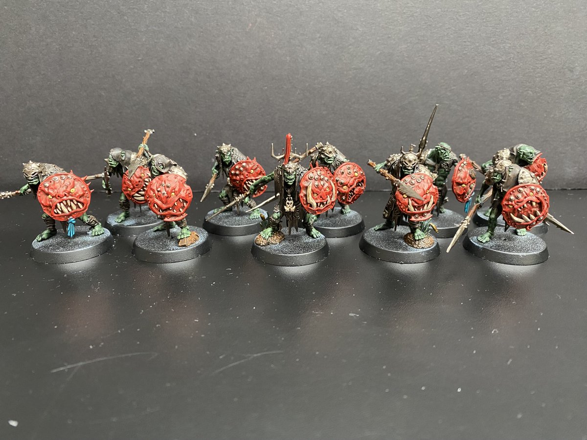 ScenerySunday's tweet photo. Almost finished! Few more details to do + bases. Also painted up a Killaboss & Stabgrot to match.
#tabletopgaming #warhammer #warhammerageofsigmar #ageofsigmar #warhammerAos #orruks #gutrippaz #killaboss #stabgrot #miniaturepainting #paintingminiatures #ScenerySunday https://t.co/s95dHXCbdR