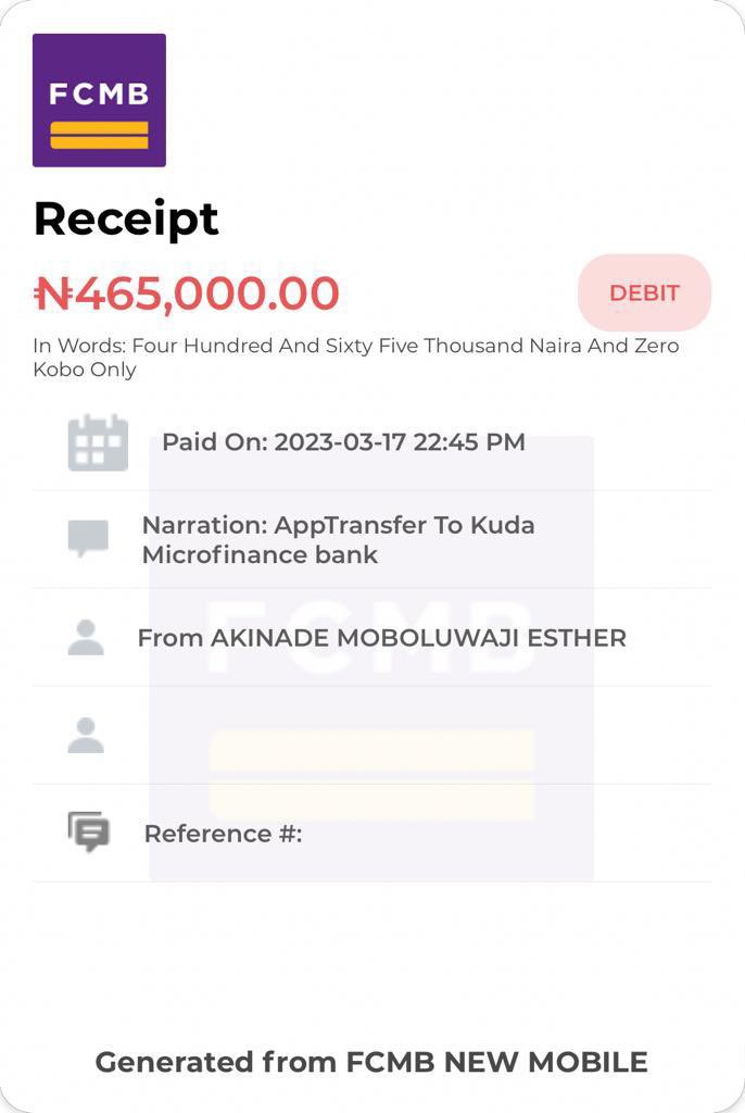 Drey28863247's tweet photo. @MyFCMB @fcmb_help Good day. I made a transaction on Saturday. I was debited but the beneficiary didn’t receive the money and they weren’t even referenced in the receipt.  My name is Akinade Esther MOBOLUWAJI,  the account number is 4447196017. https://t.co/FsHtT3GWFV