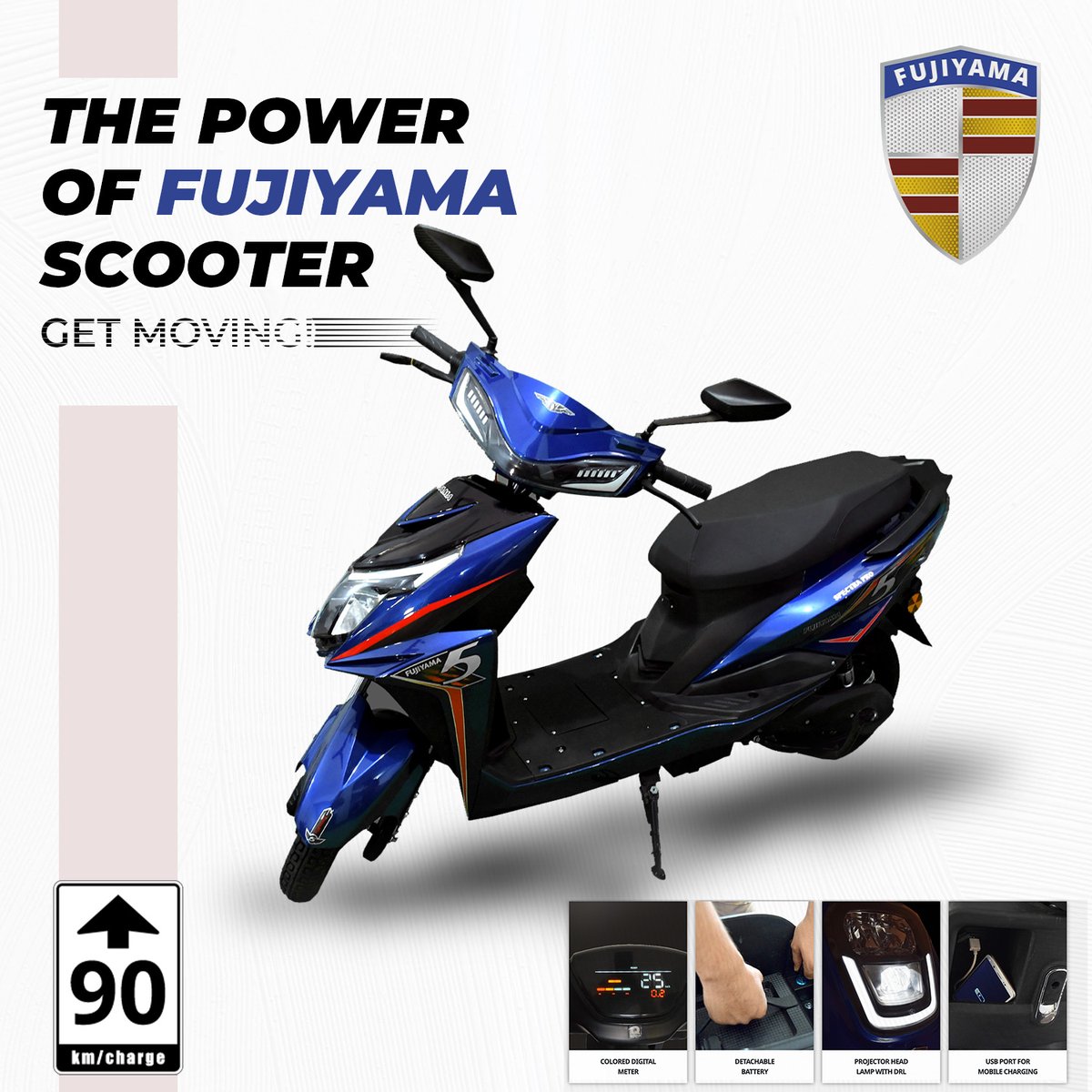 Experience the Electrifying Power of Fujiyama Scooter with up-to 90Km in a single charge!
#RideFutureWithFujiyama

#fujiyama #fujiyamaev #reasonableprice #Unbeatableperformance #ZeroPollution #fujiyamascooters #electricvehicles #futureisgreen🌱#fujiyamascooter #getmoving