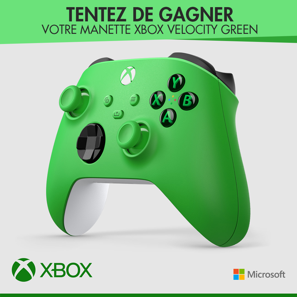 La manette Xbox Velocity Green est dispo 💚 micro.mn/3Fz8zwc 

Tentez d'en gagner une ⤵️
🟢 Like, RT &amp; Follow <a href="/Micromania_Fr/">Micromania-Zing</a>
🟢 Mentionnez un ami en réponse avec #MicromaniaXbox

TAS dans une semaine !