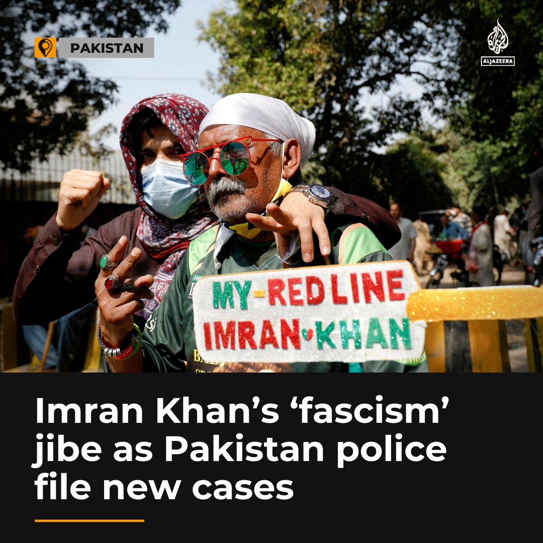 AJEnglish's tweet photo. "Fascism at unprecedented levels with police in Islamabad raiding homes without warrants to abduct PTI workers."

Pakistan’s former PM Imran Khan has condemned the police action against him and his supporters as a sign of “fascism” in the country https://t.co/QjHj0PbqIm https://t.co/0zPveAVhaR
