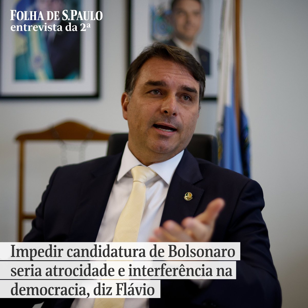 Impedir candidatura de Bolsonaro seria atrocidade e interferência na democracia, diz Flávio. Para senador, se TSE decidir pela inelegibilidade, ex-presidente se tornará maior cabo eleitoral da história 📰📲 Leia: bit.ly/42qfBgz 📝 @juliachaib e @thiago__resende