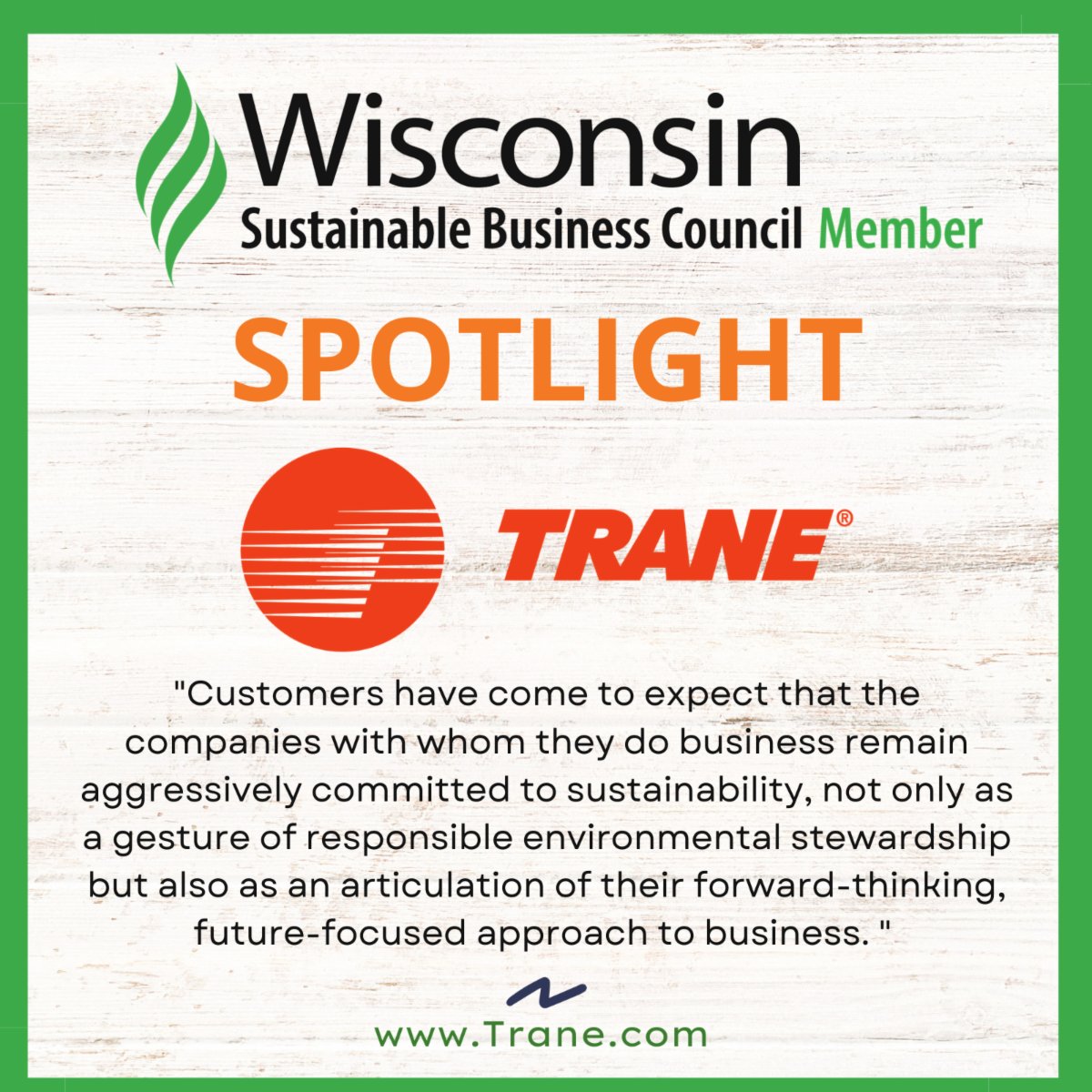 Happy #MemberMonday to #Trane!  Trane is a leading global indoor comfort system provider committed to sustainability and reducing its environmental impact.  WSBC is excited to partner with Trane on its ongoing sustainability success! Join Today: conta.cc/3AigiuU
