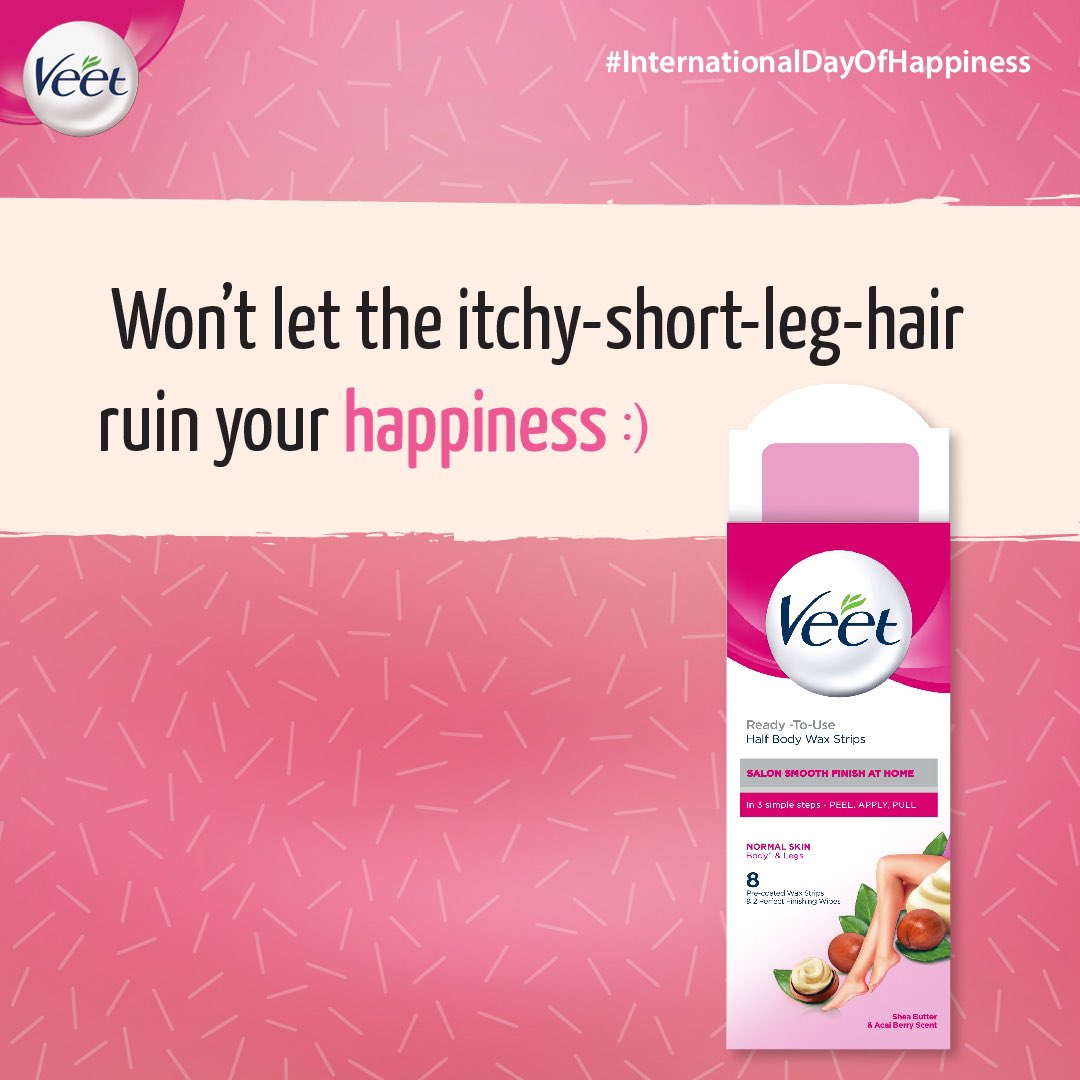 You know, you smile more when you have smooth skin 🙂

#InternationalDayOfHappiness #HappinessDay #VeetPure #ChooseVeetPure #NextBigThing #Veet #VeetIndia #HairRemoval #SafeHairRemoval #Ingredients #NewVeet #Fragrance