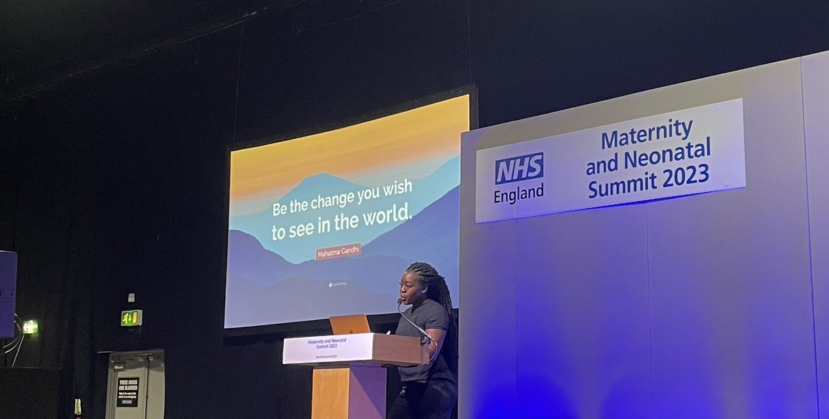 Clo Abe cofounder of FiveXMore addressing #MatNeoSummit talking about including service users in decision making and participation. “Don’t just listen to speak, listen to understand” #MaternitySafety #Neonatal #Collaboration #NHSE