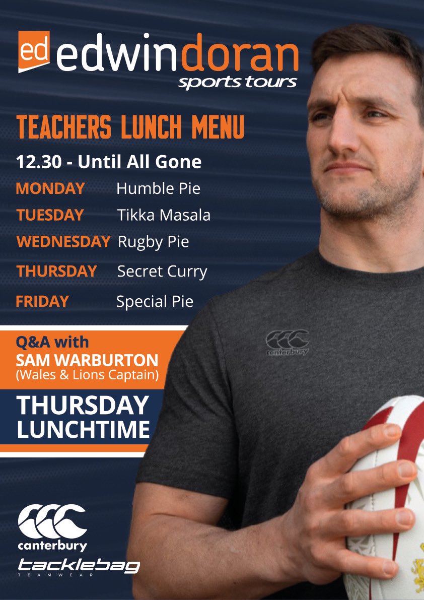 TEACHERS LUNCH MENU <a href="/edwindoransport/">Edwin Doran Sports Tours</a>