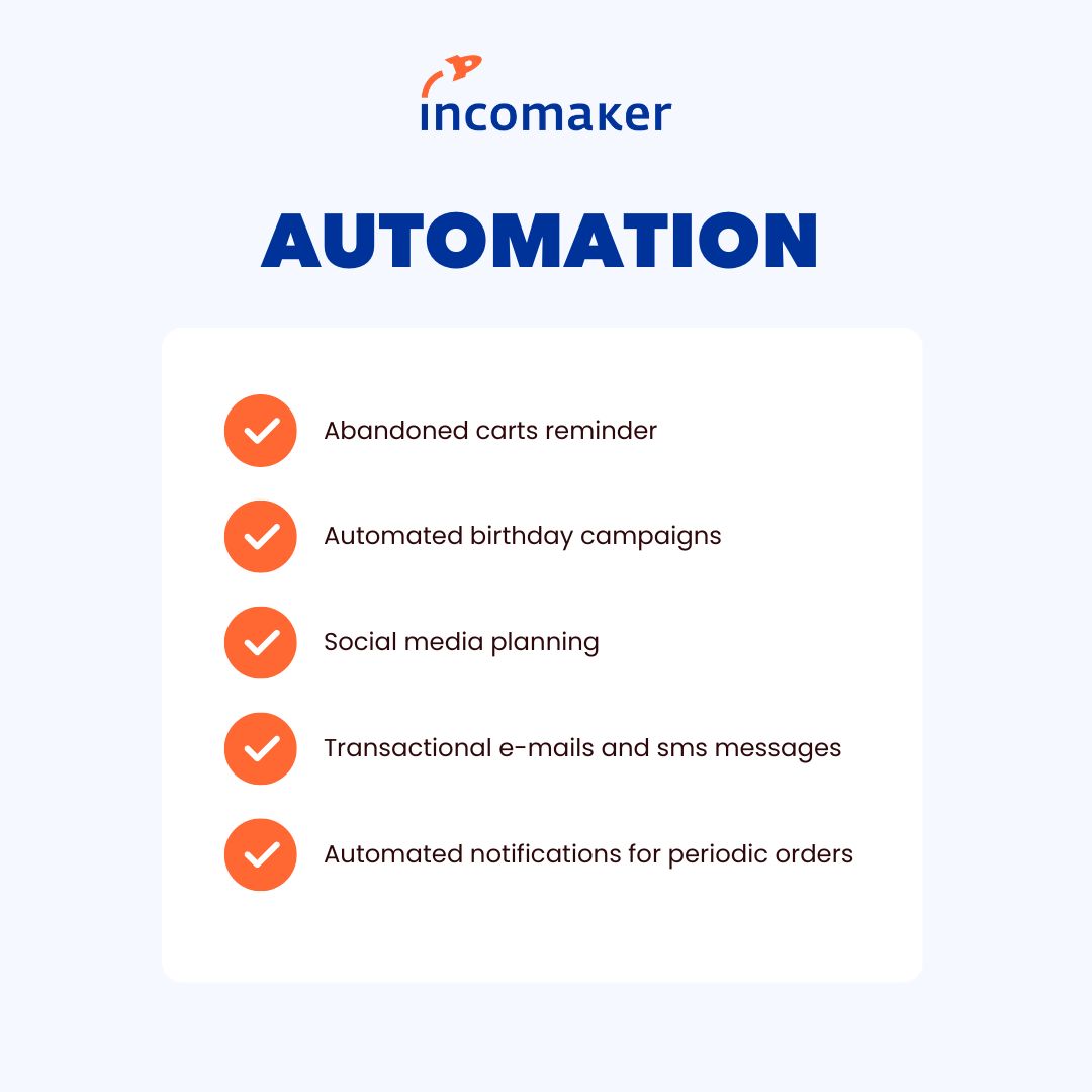 Marketing automation saves you time and costs by simplifying activities you would have to do manually.👌 Get started now and try automation with Incomaker.