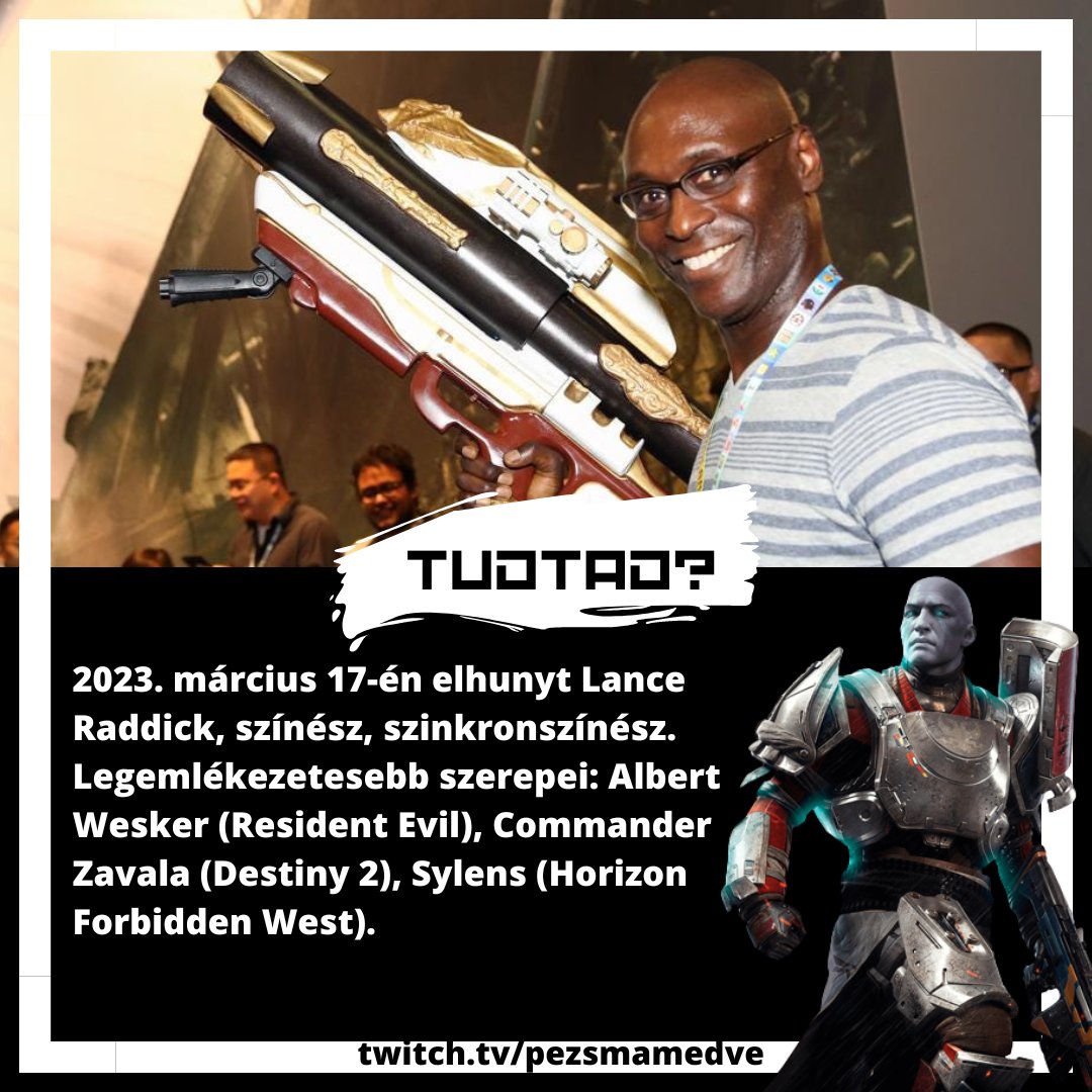 pezsmamedve's tweet photo. Számtalan jó pillanatot okozott nekünk sorozatok, filmek, játékok terén. NYUGODJÉK BÉKÉBEN! 

#lancereddick #game #destiny2 #commanderzavala #voiceacting #community #payrespect #rip #tudtade #pezsmamedve #horizonforbiddenwest #albertwesker https://t.co/h9v2USr2i4