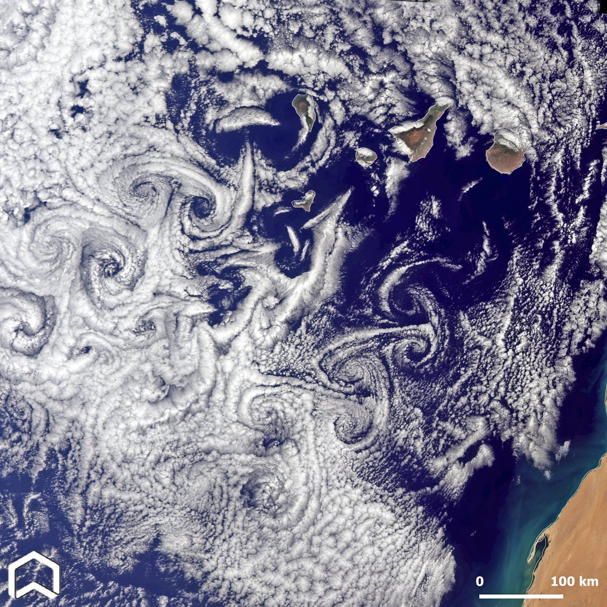 ADAM Platform (@platformadam) on Twitter photo Multiple #vonKarman vortices spotted southwest of the #CanaryIslands are always amazing. #Spain
Here the incredible clouds swirls captured on March 19th by #Copernicus #Sentinel3. #Canarias #clouds #Weather
@Giulio_Firenze <a href="/i_ameztoy/">-- -- ---------</a> Multiple #vonKarman vortices spotted southwest of the #CanaryIslands are always amazing. #Spain
Here the incredible clouds swirls captured on March 19th by #Copernicus #Sentinel3. #Canarias #clouds #Weather
@Giulio_Firenze <a href="/i_ameztoy/">-- -- ---------</a>