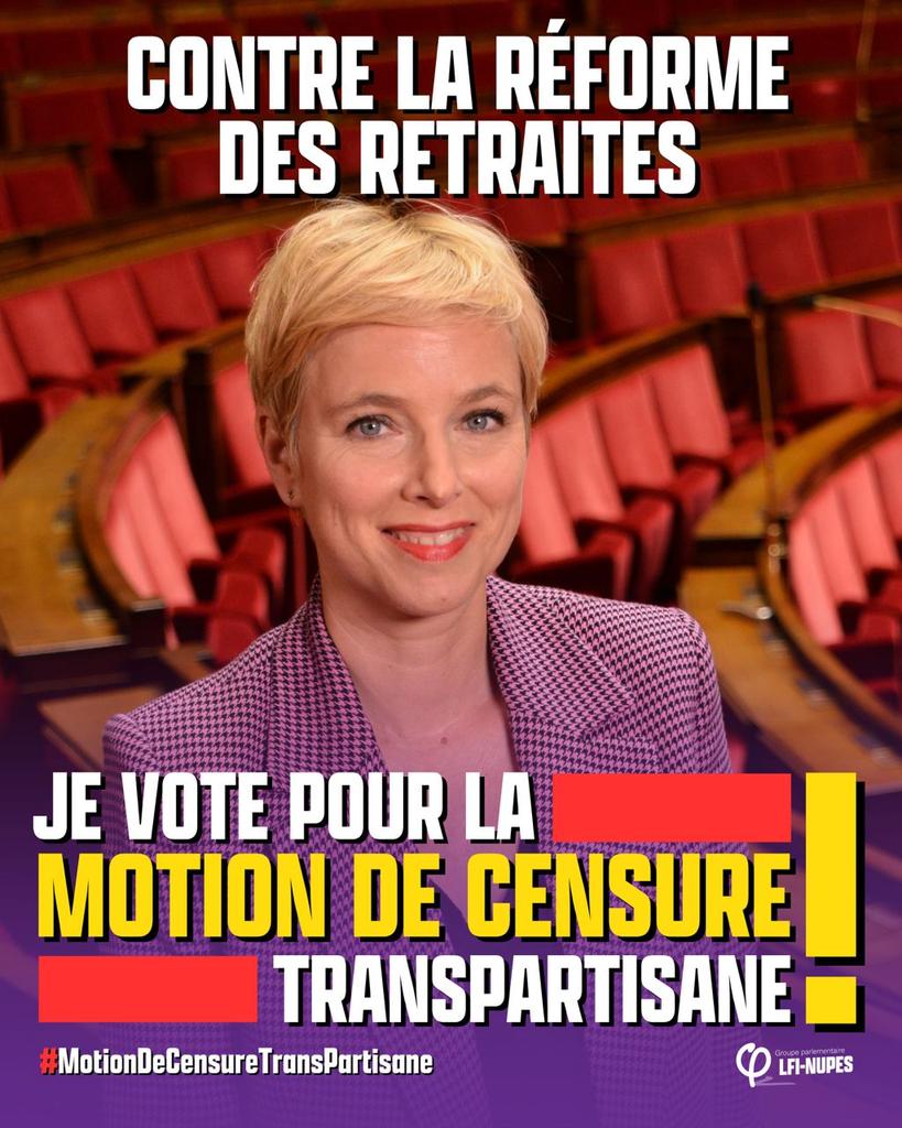 Clem_Autain's tweet photo. Appel solennel à mes collègues parlementaires : nous sommes la voix du peuple à l'Assemblée nationale. Soyons en phase avec les 74% des Francais qui soutiennent la #MotionDeCensureTransPartisane aujourd'hui ! https://t.co/sGc6EMvSJN
