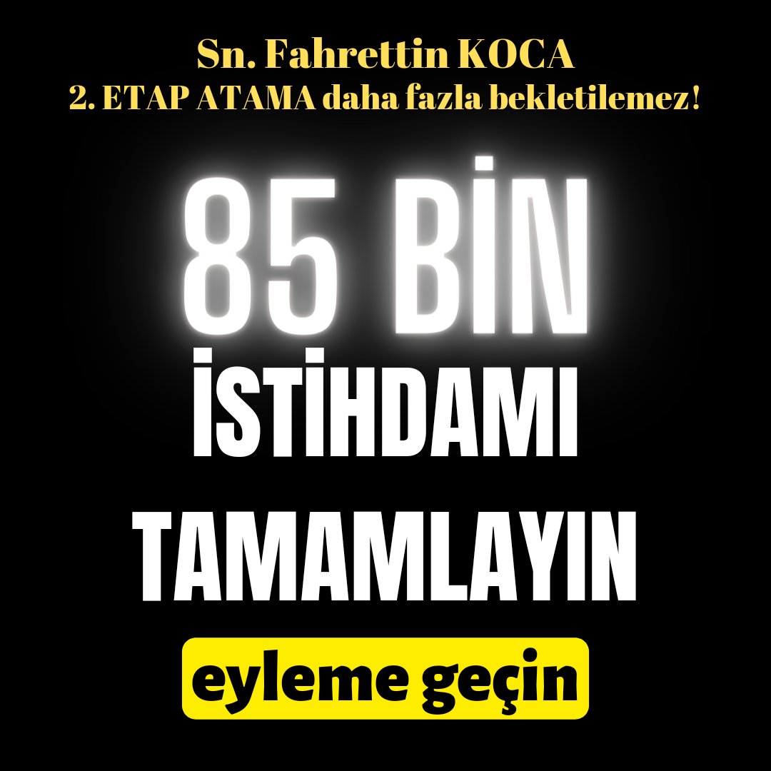 Beyaz Reform kapsamnda başlattığınız istihdam projesinin 2.etabı için verilen söz miadını doldurmuştur.Sahadaki ihtiyacı giderip,bekleyen adayların bekleyişine son vermek için 42.500kişilik atamanın ilanı yayınlanmalıdır
<a href="/drfahrettinkoca/">Dr. Fahrettin Koca</a>
<a href="/gozdekirisciogl/">gozde kiriscioglu</a>

#FKocaAtamayıDuyur
