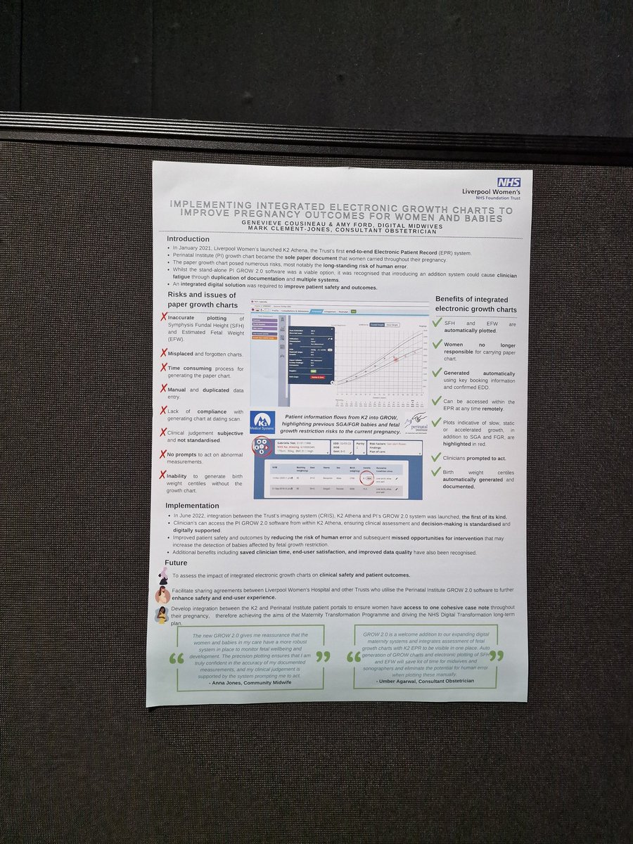 GenevieveCsneau's tweet image. Completing our conference tour today with our digitally integrated growth chart poster at the Maternity and Neonatal Summit 2023! Don&apos;t forget to vote! menti.com/aljr6nr694cb/0 
#DMarmy #digitalmidwives #DigitalTransformation
@AmyFord88