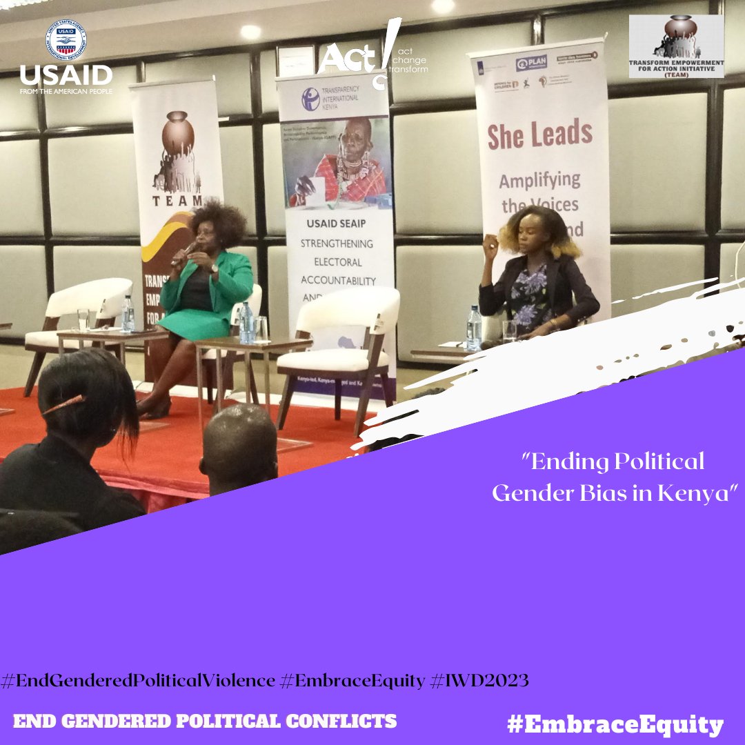 Transform Empowerment For Action Initiative (TEAM) (@transformfor) on Twitter photo Let us give the women an opportunity to take up leadership positions for a more inclusive society.
#EndGenderedPoliticalViolence
#EmbraceEquity
#IWD2023
<a href="/USAIDKenya/">USAID Kenya</a>
<a href="/tendasasa/">Act Change Transform (Act!)</a> Let us give the women an opportunity to take up leadership positions for a more inclusive society.
#EndGenderedPoliticalViolence
#EmbraceEquity
#IWD2023
<a href="/USAIDKenya/">USAID Kenya</a>
<a href="/tendasasa/">Act Change Transform (Act!)</a>