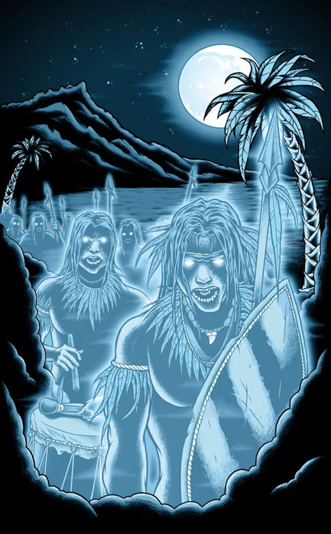 The Night Marchers rise from burial places and the ocean when darkness falls. 
During the day they can be seen escorting dying relatives to the spirit world. The Night Marchers are dangerous ghosts of Hawaiian warriors. bit.ly/40hIFoP

#MythologyMonday
#31DaysOfHaunting