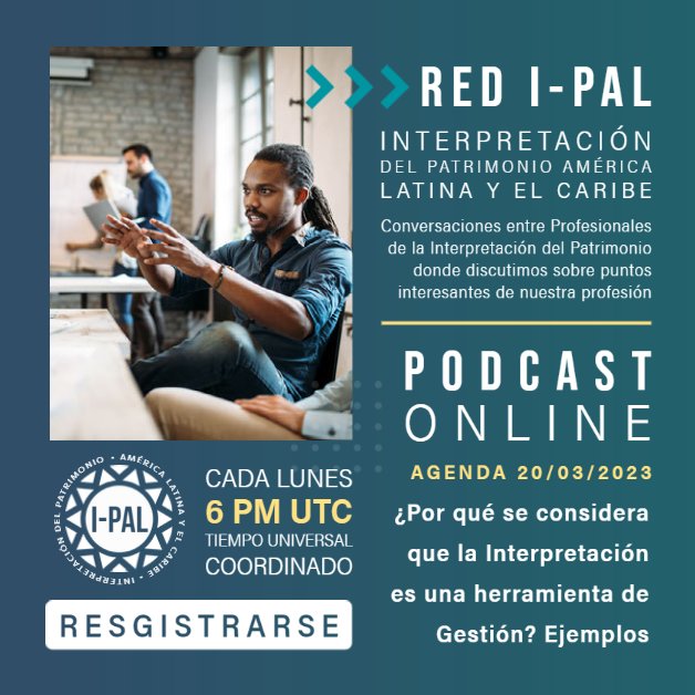 ipal_net's tweet photo. Lunes de #podcast Conversaciones entre Profesionales de la Interpretación del #Patrimonio América Latina y el Caribe #ipalnet

Agenda 20/03/2023
¿Por qué se considera que la Interpretación es una herramienta de Gestión?

06:00 PM Universal Time UTC
https://t.co/gDIu63k3fU https://t.co/rf6EGCazSi