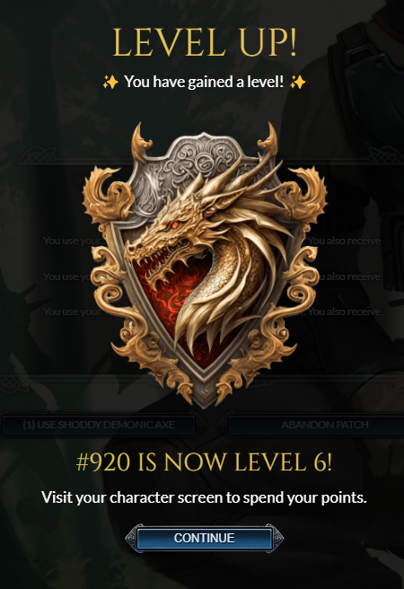 andy8810's tweet photo. Ding! Level 6 on my #Crafter on #aurumdraconis 
Love being able to breakdown my loot from my #magebuild from fighting in the Plains to give me more items to craft with on this hero! $DCAU / $DCAR working together. It's a beautiful thing. 🐉⚔️🔺 https://t.co/5dHqyI21Xh