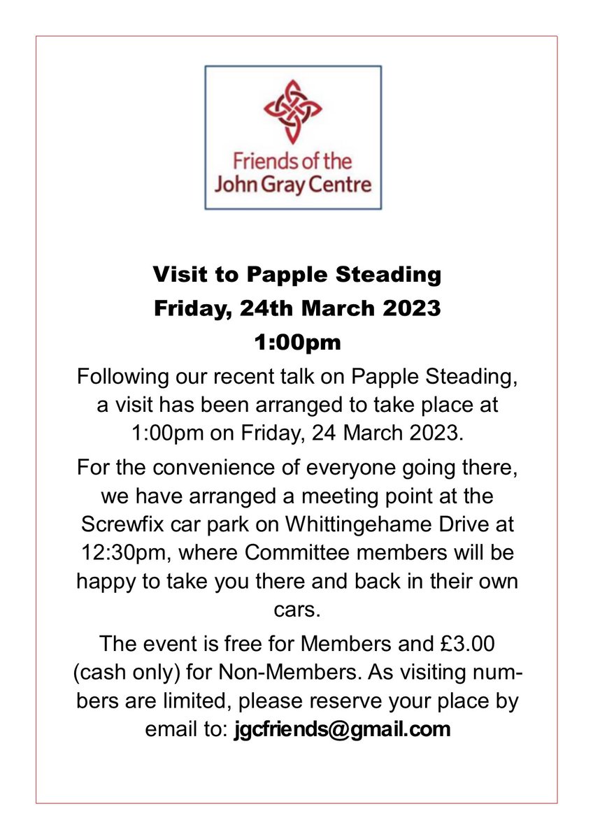 Still a couple of spaces left if anyone fancies joining our fabulous Friends on Friday for their tour of Papple Steading