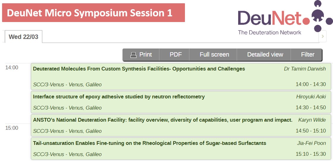 deuteration's tweet photo. 📢 Come along to The Deuteration Network (#DeuNet) Micro Symposium sessions at #ECNS2023 to be held afternoon of Wed 22 March 2023.
👉 Learn more about DeuNet, hear about deuteration facility updates & some great deuteration science!
#deuterateyourscience #deuteration https://t.co/hhytw4HHZL