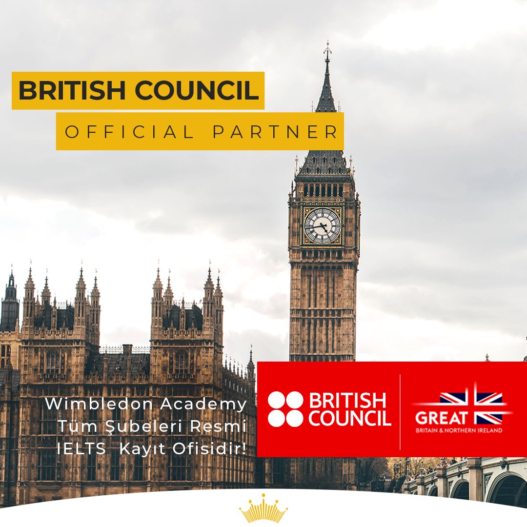 BRITISH COUNCIL OFFICIAL PARTNER ! 
Wimbledon Academy Tüm Şubeleri Resmi IELTS Kayıt Ofisidir!

IELTS sınavına kaydolmak isteyen adaylarımız tüm Wimbledon Academy Şubelerimizi tercih edebilir !

#turkeybritishcouncil #britishcouncil #officialpartner #ielts #ieltsexam