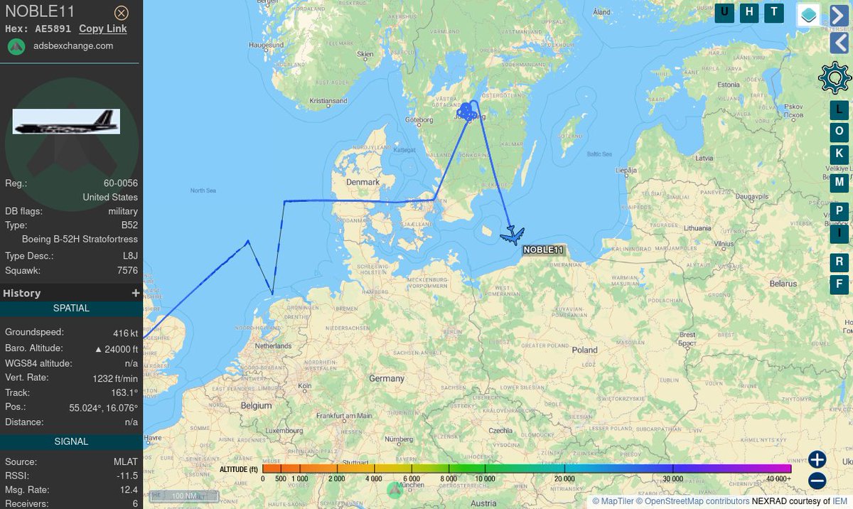 TheIntelFrog's tweet photo. NOBLE11 has broken from its hold over Sweden and is now heading for Poland.  

#AE5891 https://t.co/izzdd2ARhU