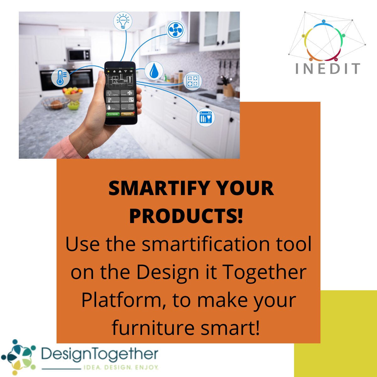 INEDIT6's tweet photo. After planning the new piece of furniture, the users on #INEDIT Platform will be able to bring it to life, making it smart and interconnected: from the interface to the tagging system, up to the integration of IoT solutions.
#smartification #furniture #technology https://t.co/FwYaZof8HM