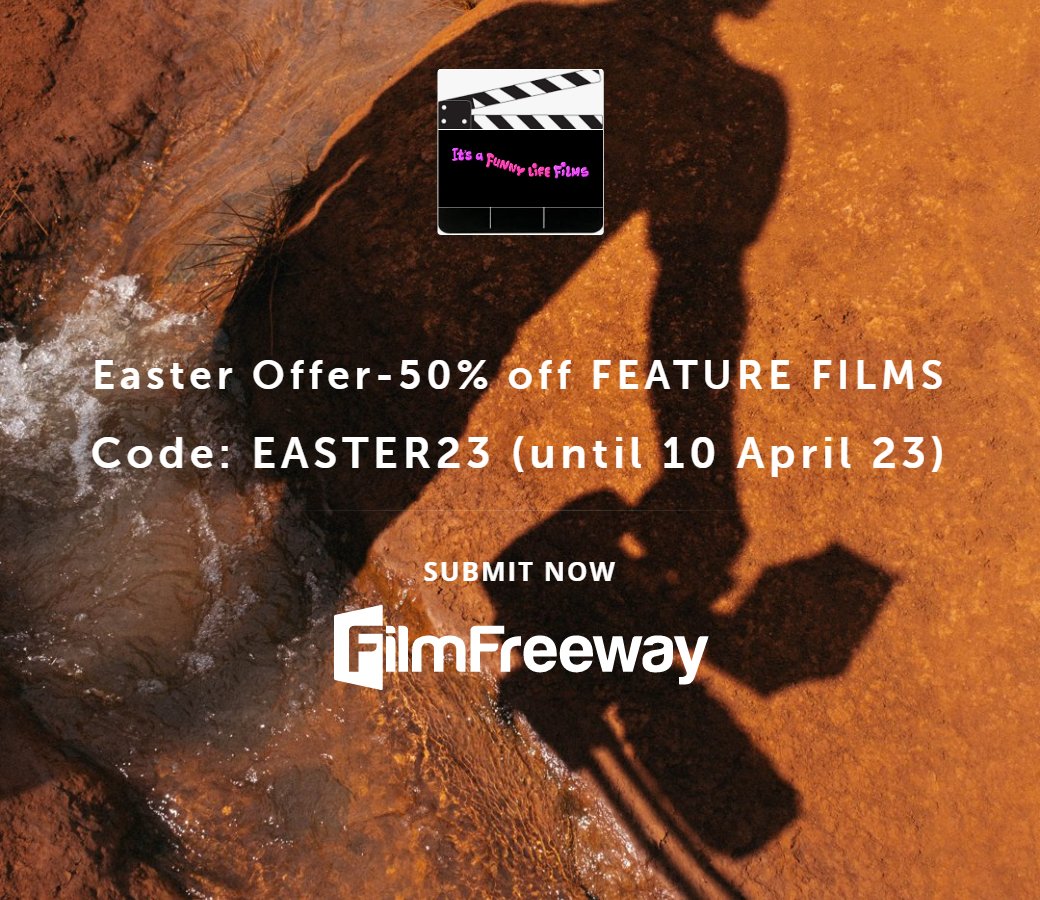Easter Offer: 50% off COMEDY FEATURE FILM #submissions! As we'd love to hear audiences giggling at your film this October! Submit your films before Easter Monday (10th April) using the code EASTER23 to get the 50% off, as we know in this climate every little helps! #FilmFestival