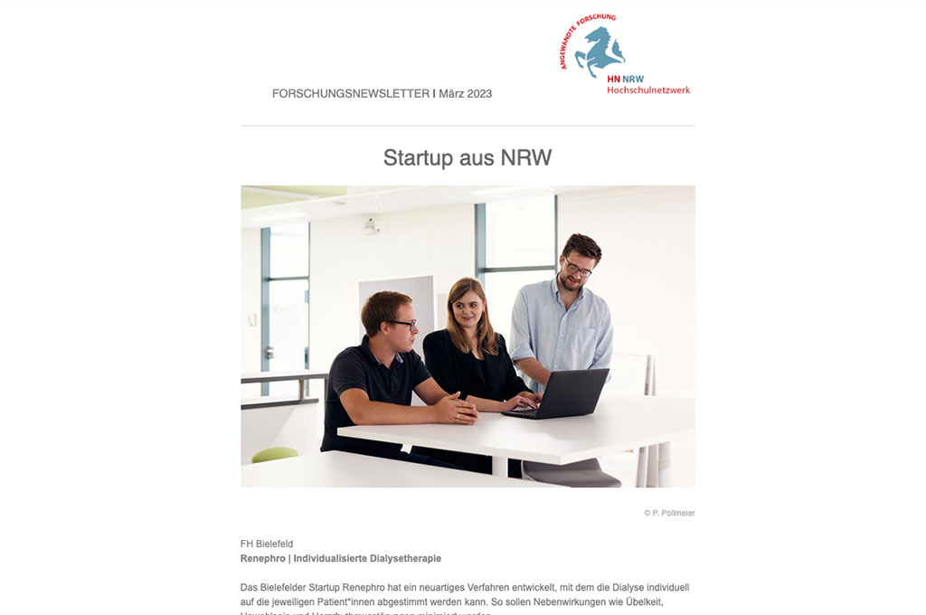 Diesen Monat in unserem #Newsletter: Ein Interview mit Franziska Löwandowski vom Bielefelder Startup Renephro.

Außerdem: Ein Verbundprojekt gegen Fake News, Innovationen im Hochwasserschutz und viele weitere spannende Meldungen: ➡️bit.ly/3JSOsMj