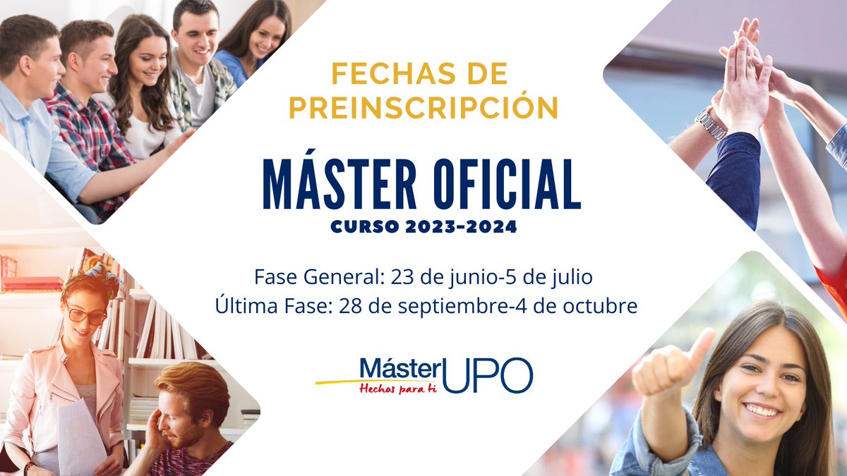 postgradoUPO's tweet photo. 📣Ya se conocen las 𝗙𝗘𝗖𝗛𝗔𝗦 𝗗𝗘 𝗣𝗥𝗘𝗜𝗡𝗦𝗖𝗥𝗜𝗣𝗖𝗜Ó𝗡 𝗔 𝗠Á𝗦𝗧𝗘𝗥 𝗢𝗙𝗜𝗖𝗜𝗔𝗟 𝗽𝗮𝗿𝗮 𝗲𝗹 𝗰𝘂𝗿𝘀𝗼 𝟮𝟬𝟮𝟯/𝟮𝟬𝟮𝟰:

📌Fase General: 23 junio-5 julio.
📌Última Fase: 28 septiembre-4 octubre.

Calendario completo aquí👇
https://t.co/smHT1e6Igq

 #masterUPO https://t.co/GQYYLpqMVT
